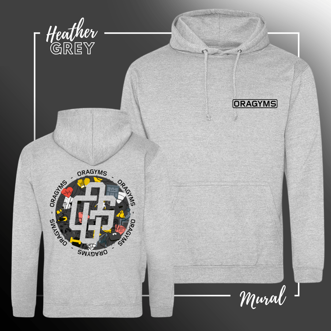 JH001 College Hoodie Heather Grey Mural