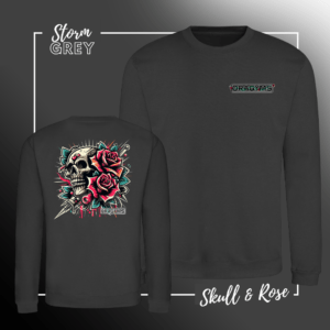 JH030 Sweatshirt Storm Grey Skull & Rose